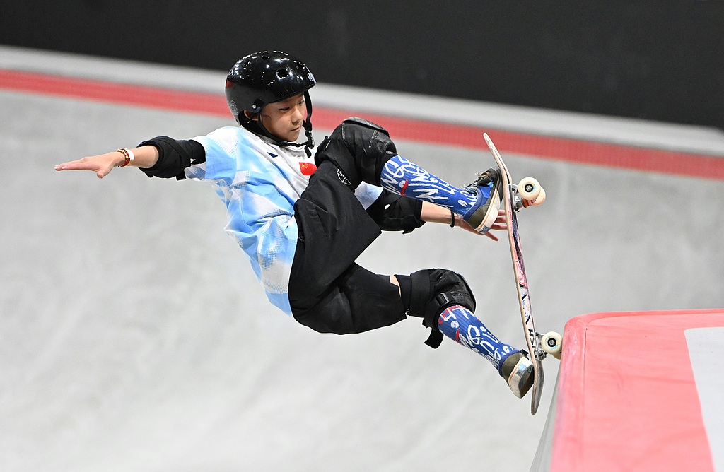曹诗祺在比赛中。视觉中国供图